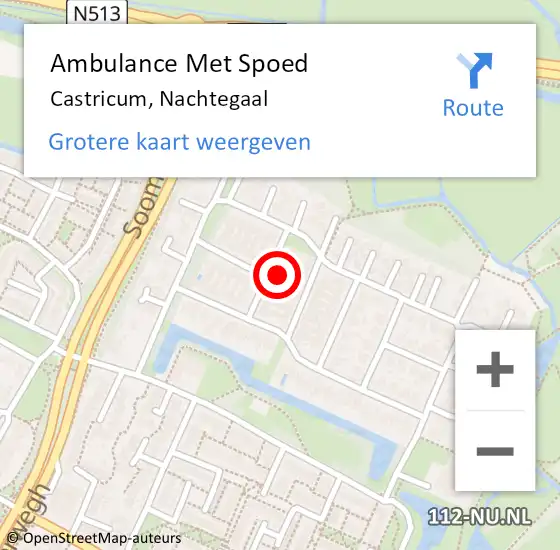 Locatie op kaart van de 112 melding: Ambulance Met Spoed Naar Castricum, Nachtegaal op 9 juli 2022 05:03