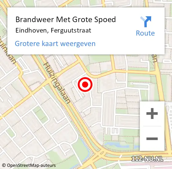 Locatie op kaart van de 112 melding: Brandweer Met Grote Spoed Naar Eindhoven, Ferguutstraat op 9 juli 2022 05:57
