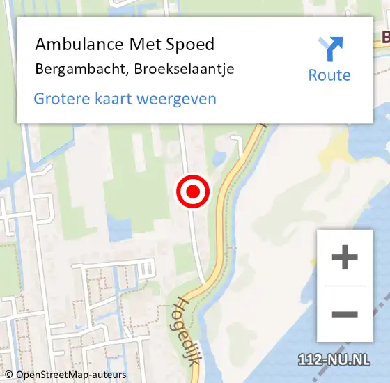 Locatie op kaart van de 112 melding: Ambulance Met Spoed Naar Bergambacht, Broekselaantje op 9 juli 2022 06:02