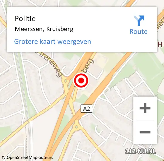 Locatie op kaart van de 112 melding: Politie Meerssen, Kruisberg op 9 juli 2022 06:16