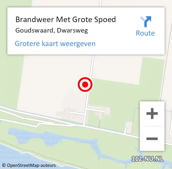 Locatie op kaart van de 112 melding: Brandweer Met Grote Spoed Naar Goudswaard, Dwarsweg op 9 juli 2022 07:27