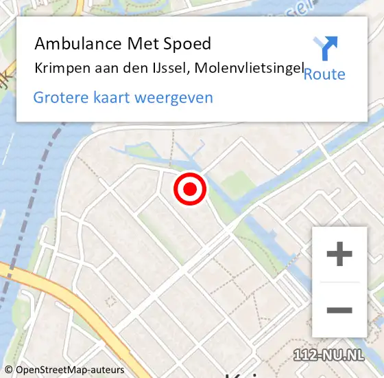Locatie op kaart van de 112 melding: Ambulance Met Spoed Naar Krimpen aan den IJssel, Molenvlietsingel op 9 juli 2022 07:28