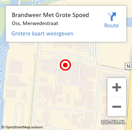 Locatie op kaart van de 112 melding: Brandweer Met Grote Spoed Naar Oss, Merwedestraat op 9 juli 2022 08:04