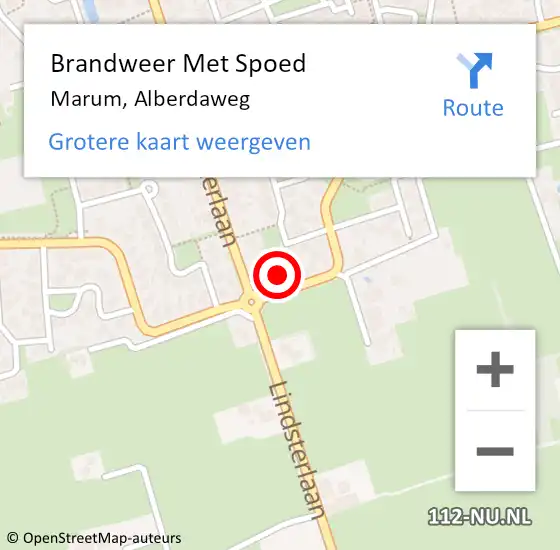 Locatie op kaart van de 112 melding: Brandweer Met Spoed Naar Marum, Alberdaweg op 9 juli 2022 08:31
