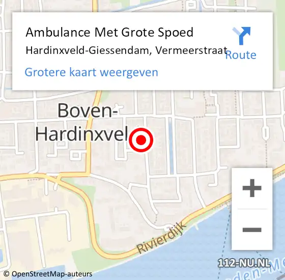 Locatie op kaart van de 112 melding: Ambulance Met Grote Spoed Naar Hardinxveld-Giessendam, Vermeerstraat op 9 juli 2022 09:22