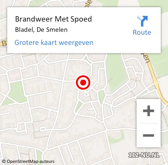 Locatie op kaart van de 112 melding: Brandweer Met Spoed Naar Bladel, De Smelen op 9 juli 2022 09:37