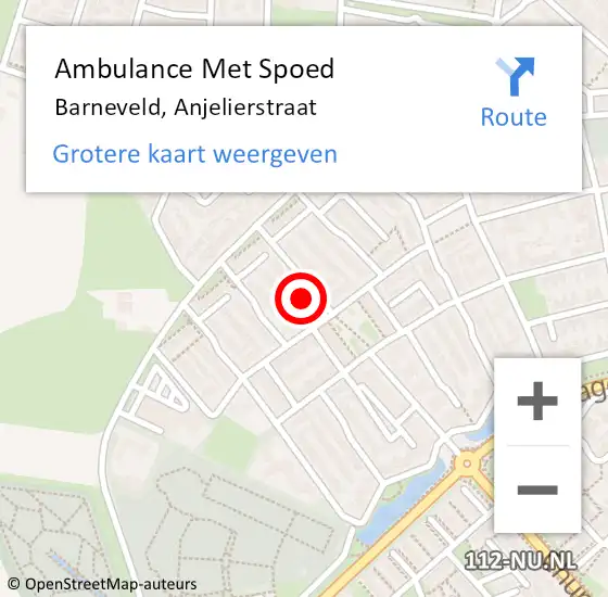 Locatie op kaart van de 112 melding: Ambulance Met Spoed Naar Barneveld, Anjelierstraat op 9 juli 2022 09:41