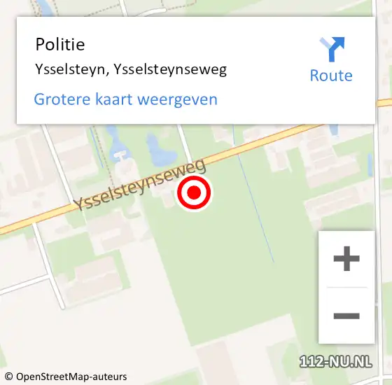 Locatie op kaart van de 112 melding: Politie Ysselsteyn, Ysselsteynseweg op 9 juli 2022 09:47