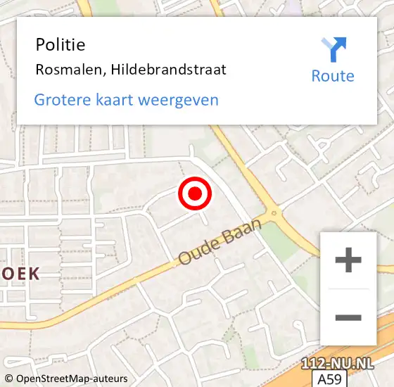 Locatie op kaart van de 112 melding: Politie Rosmalen, Hildebrandstraat op 9 juli 2022 09:49