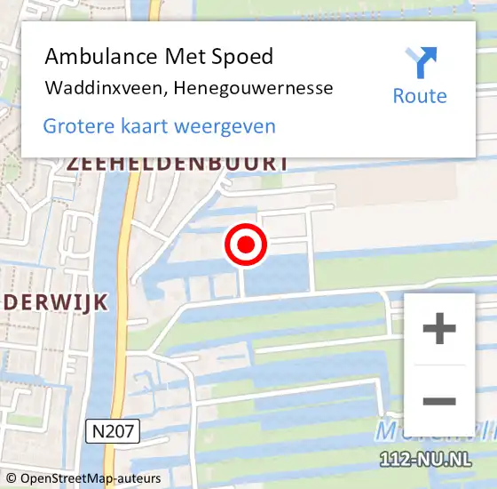 Locatie op kaart van de 112 melding: Ambulance Met Spoed Naar Waddinxveen, Henegouwernesse op 9 juli 2022 09:59