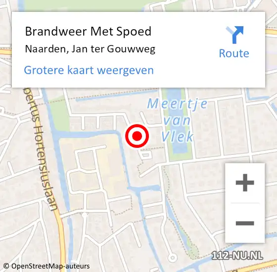 Locatie op kaart van de 112 melding: Brandweer Met Spoed Naar Naarden, Jan ter Gouwweg op 9 juli 2022 10:21