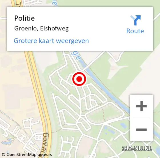 Locatie op kaart van de 112 melding: Politie Groenlo, Elshofweg op 9 juli 2022 10:27