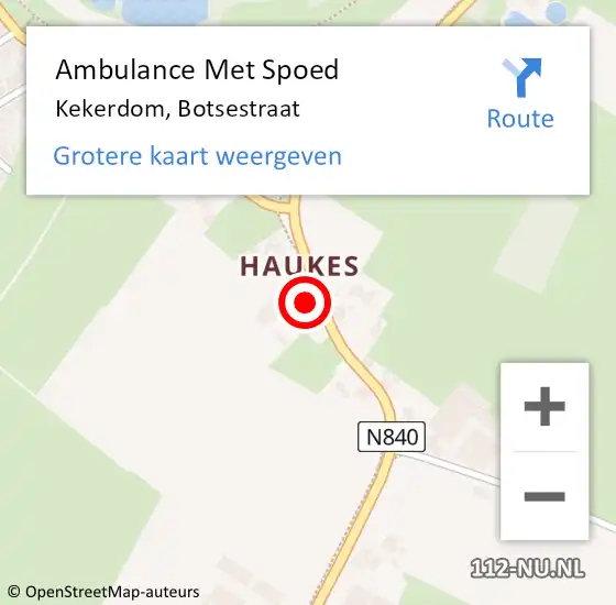 Locatie op kaart van de 112 melding: Ambulance Met Spoed Naar Kekerdom, Botsestraat op 9 juli 2022 10:29