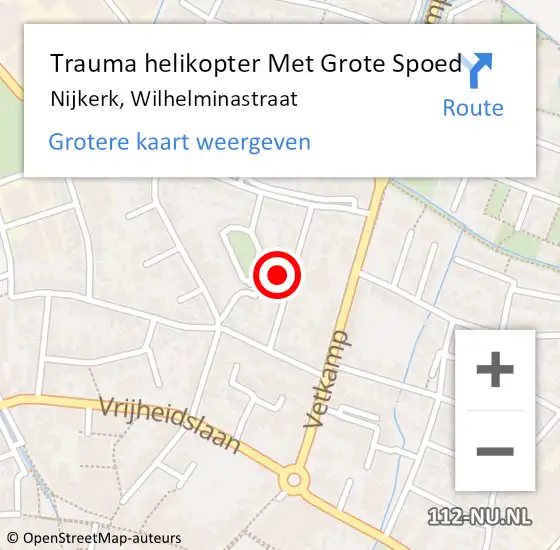 Locatie op kaart van de 112 melding: Trauma helikopter Met Grote Spoed Naar Nijkerk, Wilhelminastraat op 9 juli 2022 10:30