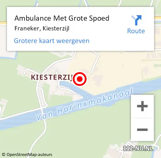 Locatie op kaart van de 112 melding: Ambulance Met Grote Spoed Naar Franeker, Kiesterzijl op 22 juli 2014 17:36