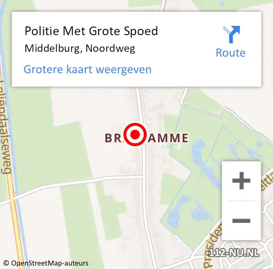 Locatie op kaart van de 112 melding: Politie Met Grote Spoed Naar Middelburg, Noordweg op 9 juli 2022 10:58