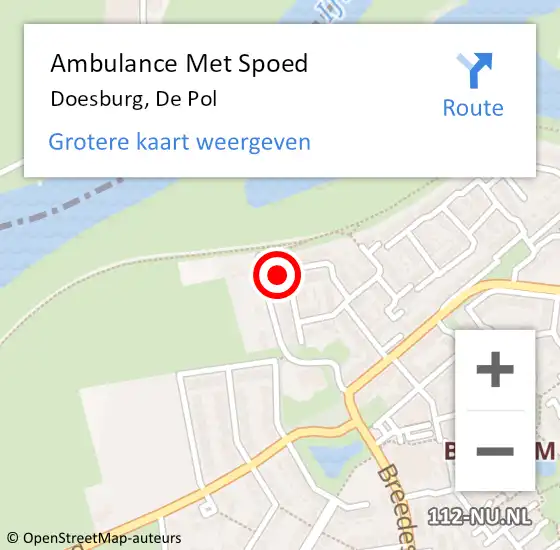 Locatie op kaart van de 112 melding: Ambulance Met Spoed Naar Doesburg, De Pol op 9 juli 2022 11:07