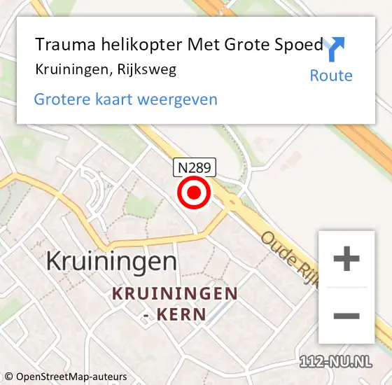 Locatie op kaart van de 112 melding: Trauma helikopter Met Grote Spoed Naar Kruiningen, Rijksweg op 9 juli 2022 11:07