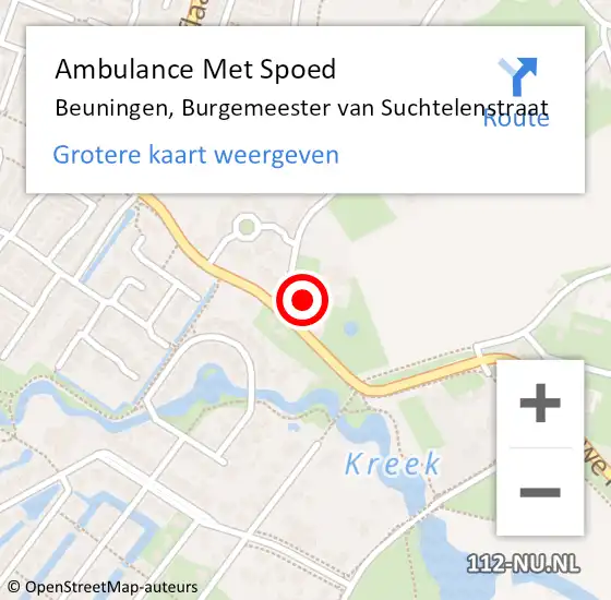 Locatie op kaart van de 112 melding: Ambulance Met Spoed Naar Beuningen, Burgemeester van Suchtelenstraat op 9 juli 2022 11:25