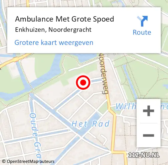 Locatie op kaart van de 112 melding: Ambulance Met Grote Spoed Naar Enkhuizen, Noordergracht op 9 juli 2022 11:42