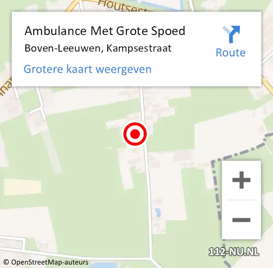 Locatie op kaart van de 112 melding: Ambulance Met Grote Spoed Naar Boven-Leeuwen, Kampsestraat op 9 juli 2022 11:48