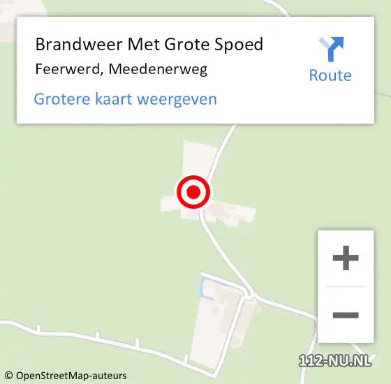 Locatie op kaart van de 112 melding: Brandweer Met Grote Spoed Naar Feerwerd, Meedenerweg op 9 juli 2022 11:53