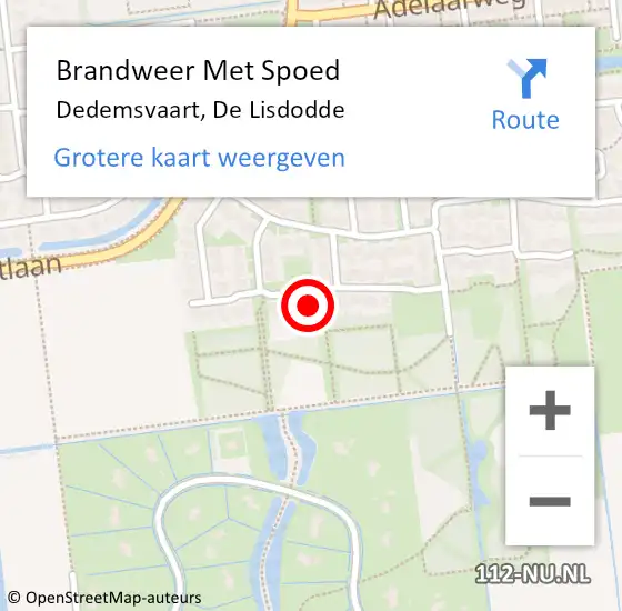 Locatie op kaart van de 112 melding: Brandweer Met Spoed Naar Dedemsvaart, De Lisdodde op 9 juli 2022 11:54