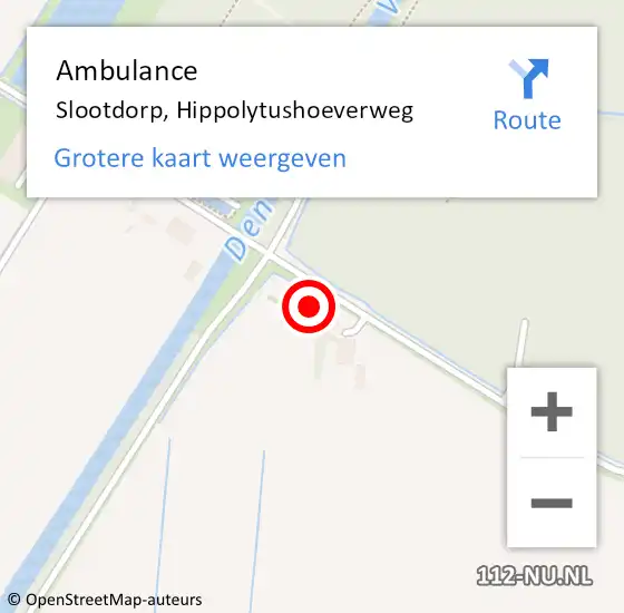 Locatie op kaart van de 112 melding: Ambulance Slootdorp, Hippolytushoeverweg op 9 juli 2022 11:54