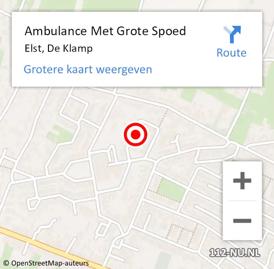 Locatie op kaart van de 112 melding: Ambulance Met Grote Spoed Naar Elst, De Klamp op 9 juli 2022 12:01