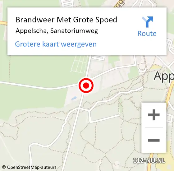 Locatie op kaart van de 112 melding: Brandweer Met Grote Spoed Naar Appelscha, Sanatoriumweg op 9 juli 2022 12:29