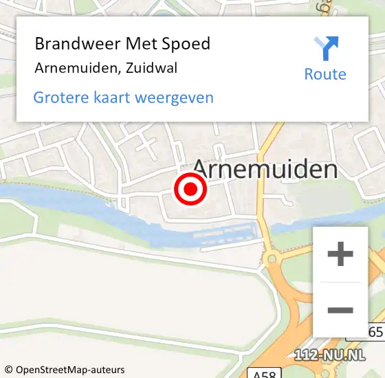 Locatie op kaart van de 112 melding: Brandweer Met Spoed Naar Arnemuiden, Zuidwal op 9 juli 2022 12:39