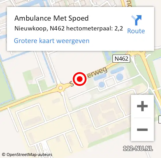 Locatie op kaart van de 112 melding: Ambulance Met Spoed Naar Nieuwkoop, N462 hectometerpaal: 2,2 op 9 juli 2022 12:48