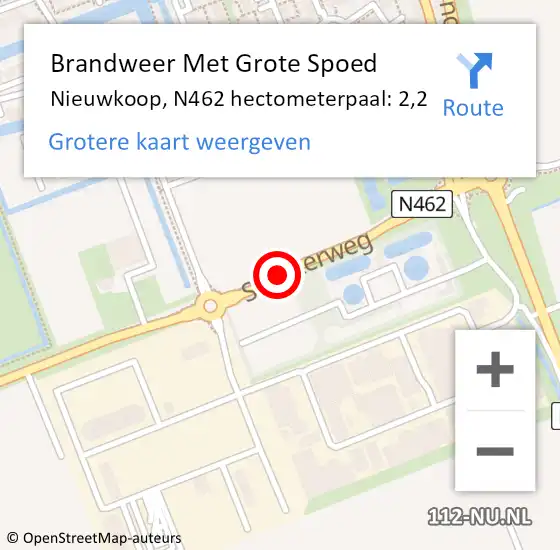 Locatie op kaart van de 112 melding: Brandweer Met Grote Spoed Naar Nieuwkoop, N462 hectometerpaal: 2,2 op 9 juli 2022 12:50