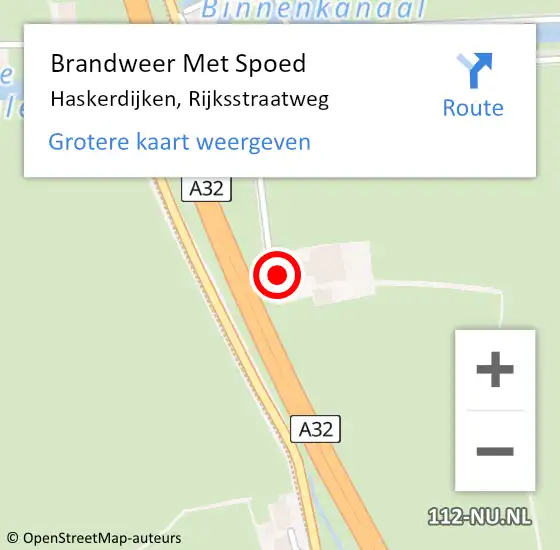 Locatie op kaart van de 112 melding: Brandweer Met Spoed Naar Haskerdijken, Rijksstraatweg op 9 juli 2022 12:59