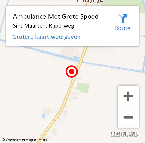 Locatie op kaart van de 112 melding: Ambulance Met Grote Spoed Naar Sint Maarten, Rijperweg op 9 juli 2022 13:24