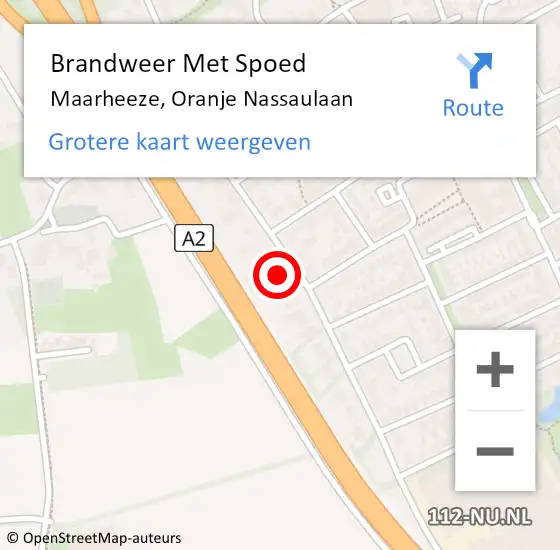 Locatie op kaart van de 112 melding: Brandweer Met Spoed Naar Maarheeze, Oranje Nassaulaan op 9 juli 2022 13:41