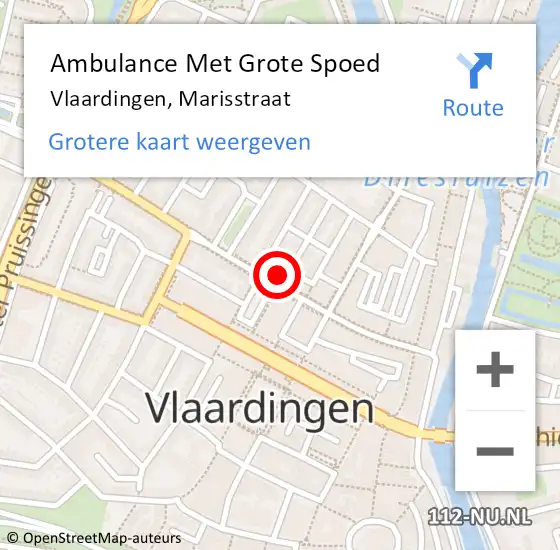 Locatie op kaart van de 112 melding: Ambulance Met Grote Spoed Naar Vlaardingen, Marisstraat op 9 juli 2022 14:00