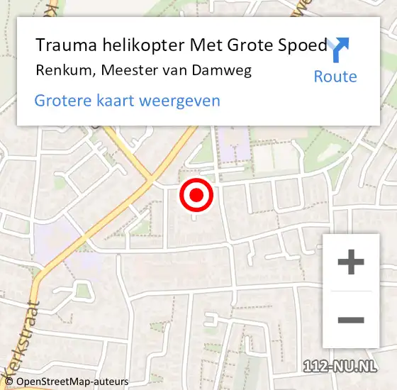 Locatie op kaart van de 112 melding: Trauma helikopter Met Grote Spoed Naar Renkum, Meester van Damweg op 9 juli 2022 14:02