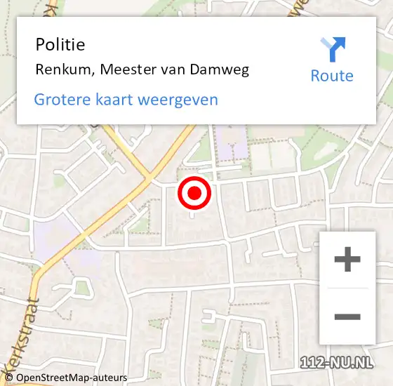 Locatie op kaart van de 112 melding: Politie Renkum, Meester van Damweg op 9 juli 2022 14:10