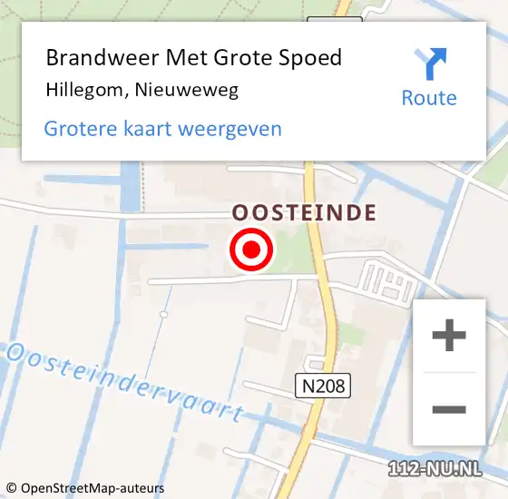 Locatie op kaart van de 112 melding: Brandweer Met Grote Spoed Naar Hillegom, Nieuweweg op 22 juli 2014 17:57