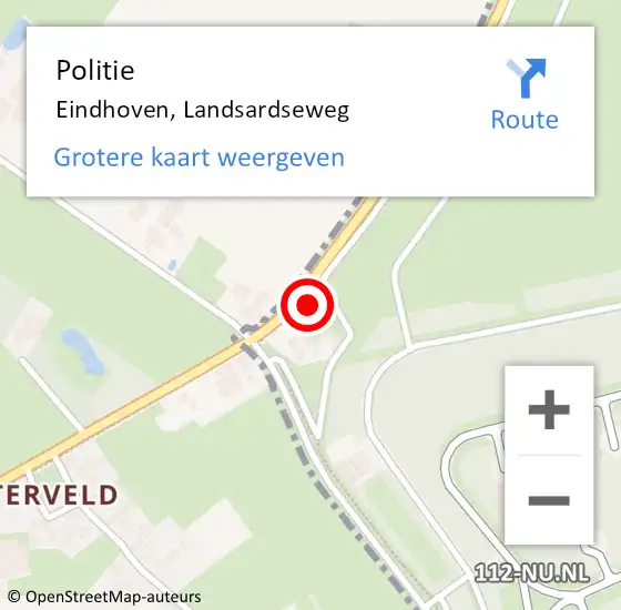 Locatie op kaart van de 112 melding: Politie Eindhoven, Landsardseweg op 9 juli 2022 14:35