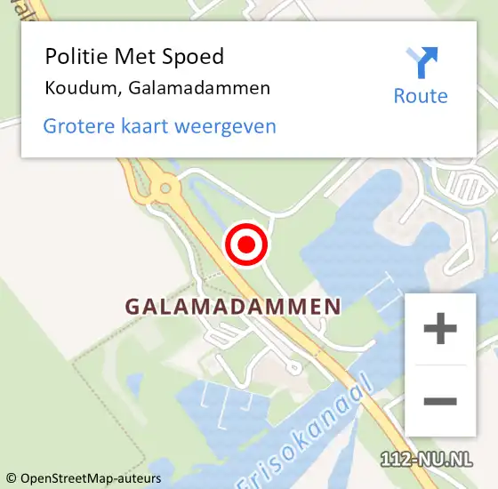 Locatie op kaart van de 112 melding: Politie Met Spoed Naar Koudum, Galamadammen op 9 juli 2022 14:36