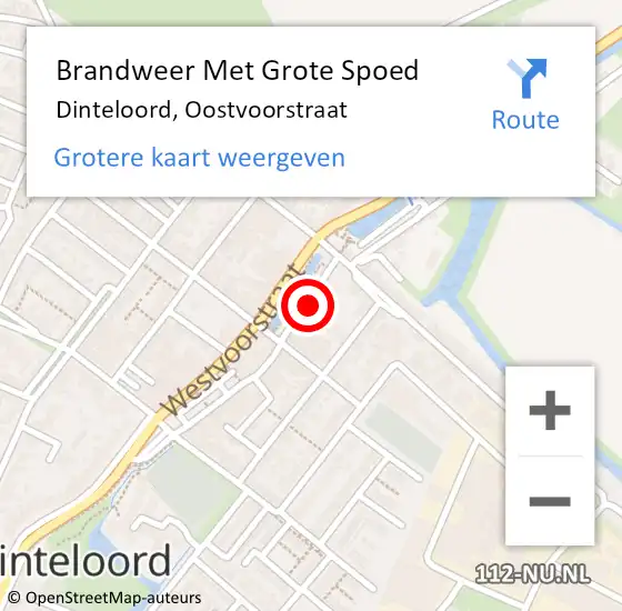 Locatie op kaart van de 112 melding: Brandweer Met Grote Spoed Naar Dinteloord, Oostvoorstraat op 9 juli 2022 14:39
