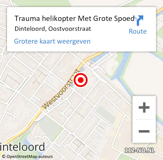 Locatie op kaart van de 112 melding: Trauma helikopter Met Grote Spoed Naar Dinteloord, Oostvoorstraat op 9 juli 2022 14:40