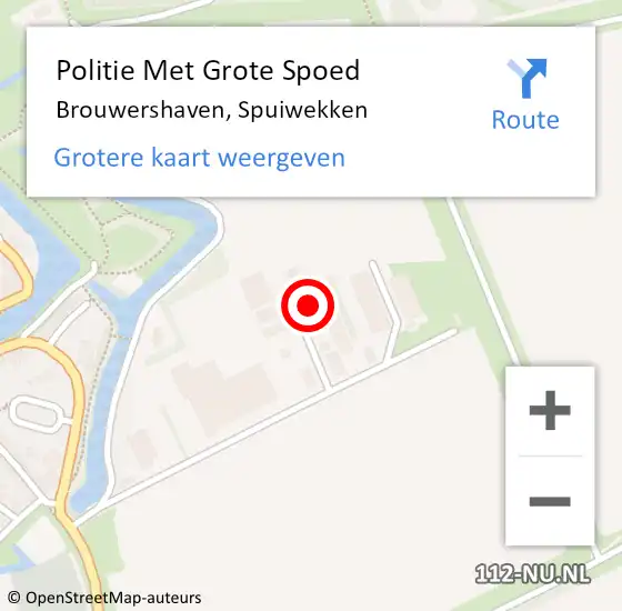 Locatie op kaart van de 112 melding: Politie Met Grote Spoed Naar Brouwershaven, Spuiwekken op 9 juli 2022 15:16