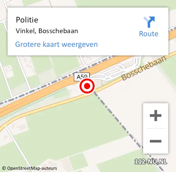 Locatie op kaart van de 112 melding: Politie Vinkel, Bosschebaan op 9 juli 2022 15:30