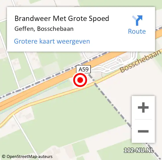 Locatie op kaart van de 112 melding: Brandweer Met Grote Spoed Naar Geffen, Bosschebaan op 9 juli 2022 15:42