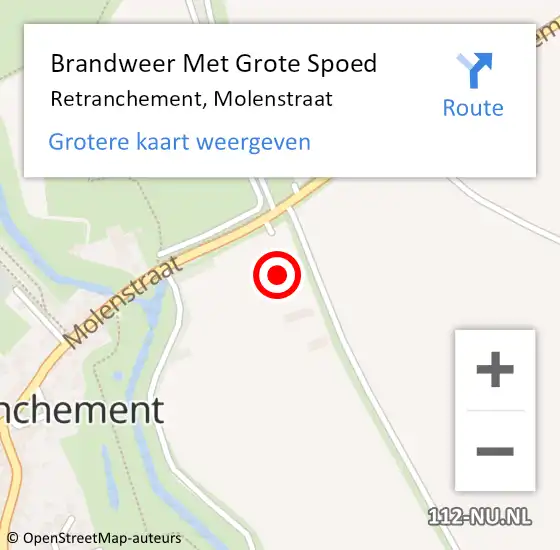 Locatie op kaart van de 112 melding: Brandweer Met Grote Spoed Naar Retranchement, Molenstraat op 22 juli 2014 18:11