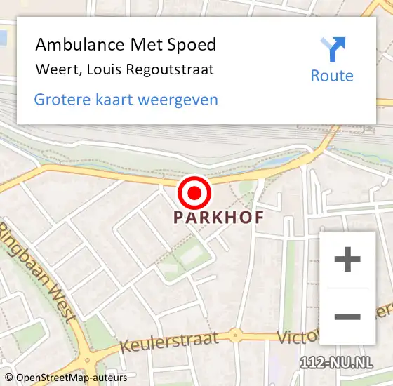Locatie op kaart van de 112 melding: Ambulance Met Spoed Naar Weert, Louis Regoutstraat op 9 juli 2022 16:06