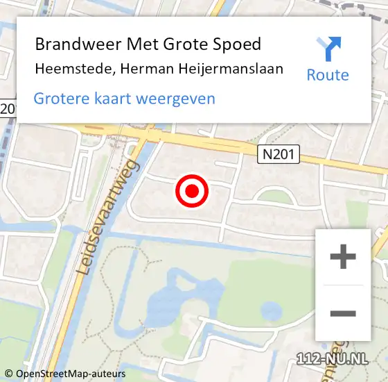 Locatie op kaart van de 112 melding: Brandweer Met Grote Spoed Naar Heemstede, Herman Heijermanslaan op 9 juli 2022 16:13